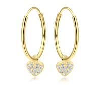 Heart with CZ Stone Silver Hoop Earring HO-1643-GP